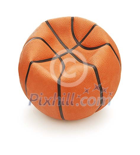 Isolated basketball with a dent Isolated basketball with a dent