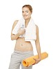 Isolated woman ready for yoga class