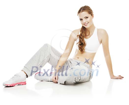 Isolated female in sports clothes Isolated female in sports clothes