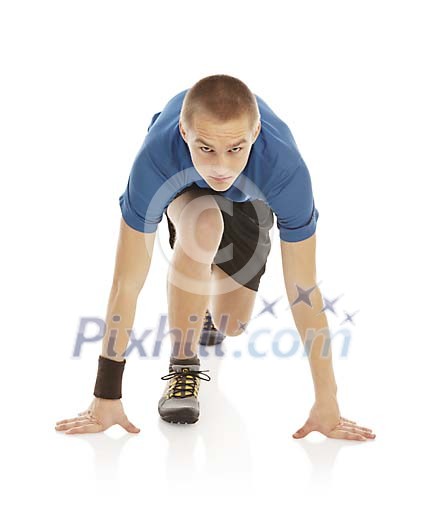 Isolated male on a starting position Isolated male on a starting position
