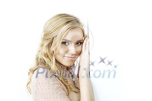 Shy woman smiling Shy woman smiling