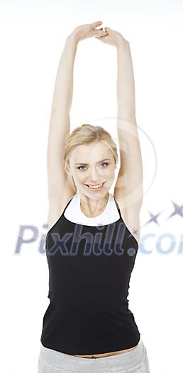 Woman stretsching her hands Woman stretsching her hands