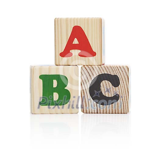 Isolated wooden cubes with letters Isolated wooden cubes with letters