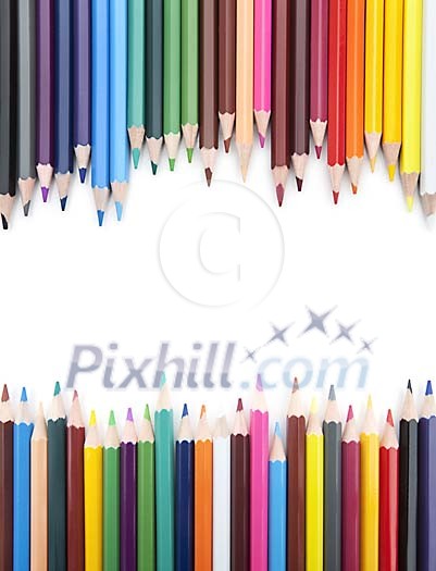 Rows of different coloured pencils Rows of different coloured pencils