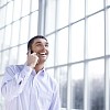 Happy businessman at work