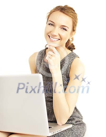 Smiling woman with a laptop Smiling woman with a laptop