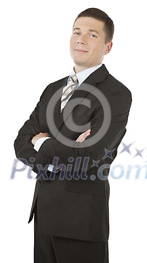Isolated serious businessman