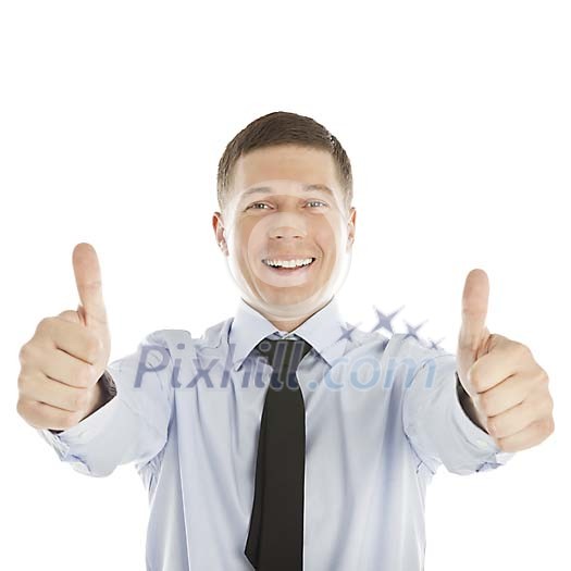 Isolated businessman giving thumbs up Isolated businessman giving thumbs up