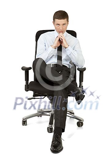 Isolated businessman sitting on the chair