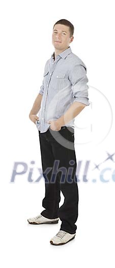 Isolated casually clothed man Isolated casually clothed man