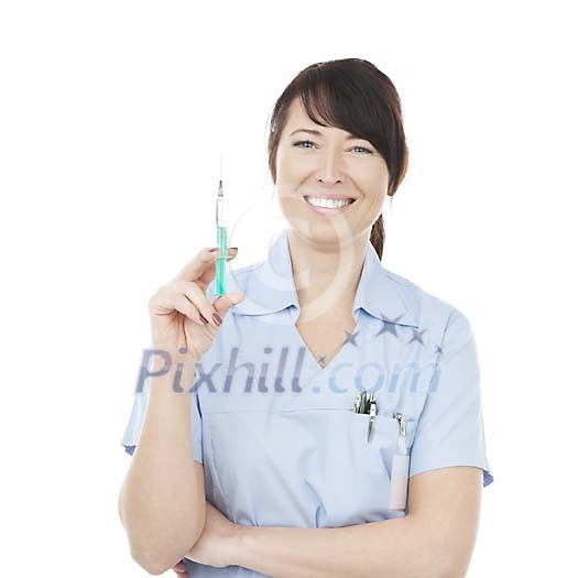 Female nurse with a syringe Female nurse with a syringe