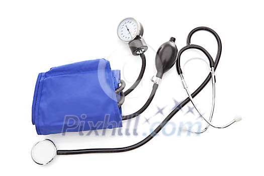 Isolated stetoscope with a blood pressure gauge Isolated stetoscope with a blood pressure gauge