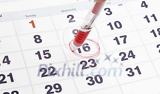 Day of the week circled with red Day of the week circled with red