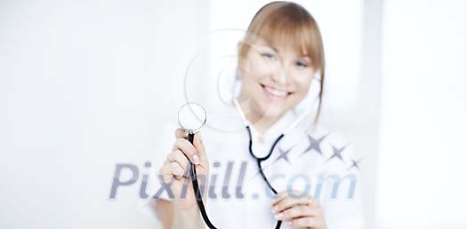 Female nurse with a stetoscope Female nurse with a stetoscope