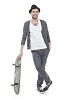 Isolated man with a skateboard
