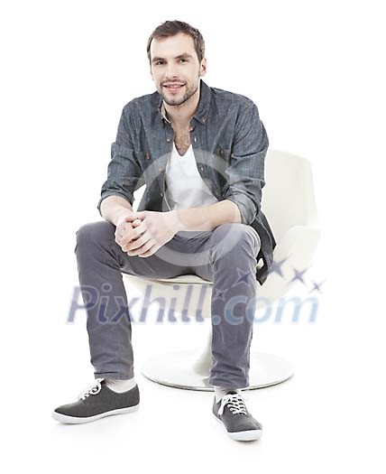 Isolated man sitting on the chair Isolated man sitting on the chair