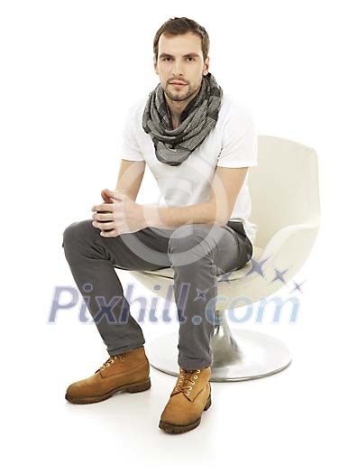 Isolated man sitting on the chair Isolated man sitting on the chair