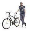 Isolated man with a bicycle