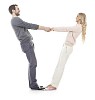 Isolated man and woman holding hands