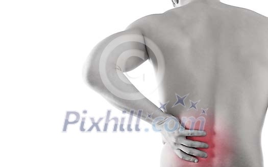 Man holding his hand on a sore place on his back Man holding his hand on a sore place on his back