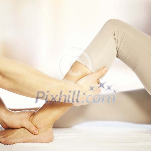 Female getting a leg massage Female getting a leg massage