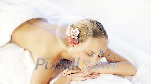 Woman enjoying spa day Woman enjoying spa day