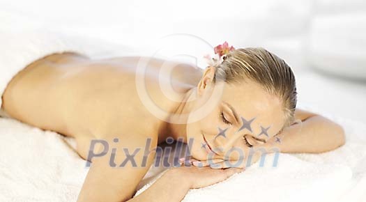 Woman enjoying spa day Woman enjoying spa day
