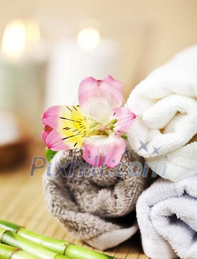 Flower with spa towels Flower with spa towels