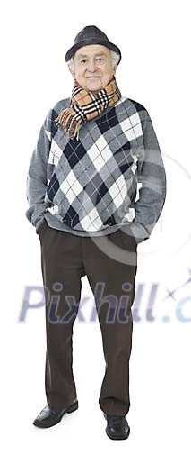 Isolated standing older man Isolated standing older man