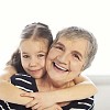 Girl hugging her granny