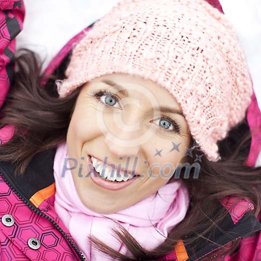 Happy woman in winter clothes Happy woman in winter clothes