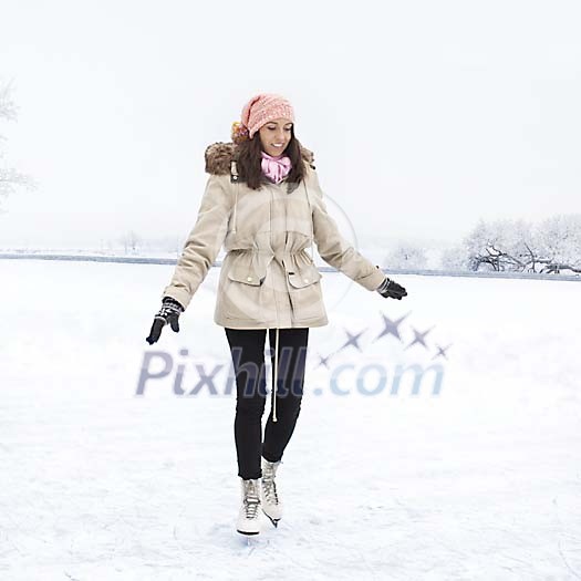 Woman skating on the ice Woman skating on the ice