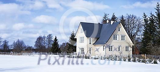 House by the snowy field House by the snowy field