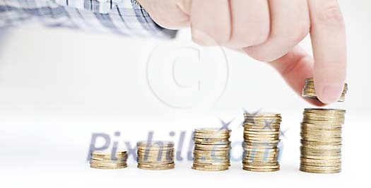 Male stacking coins Male stacking coins