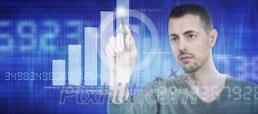 Male looking at chart on the screen Male looking at chart on the screen
