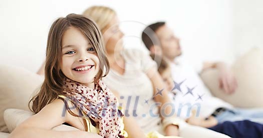 Girl smiling, spending time with her family Girl smiling, spending time with her family