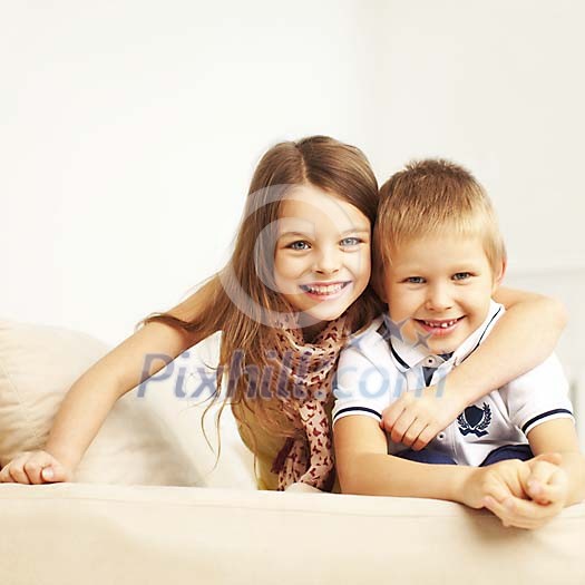 Smiling brother and sister Smiling brother and sister