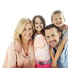 Smiling family of four