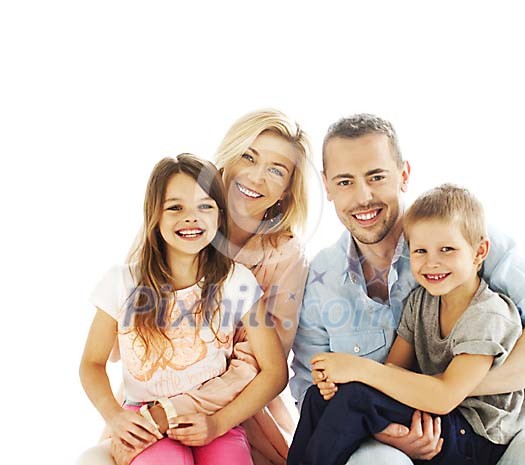 Smiling family of four Smiling family of four