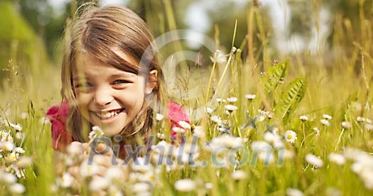 Girl hiding in the meadow Girl hiding in the meadow