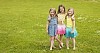 Three little friends together on a summery field