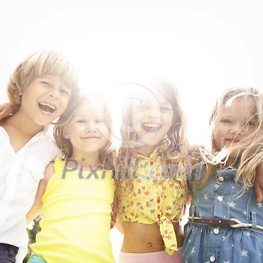Boy and girls smiling together Boy and girls smiling together