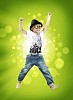 Cool looking boy on a green background