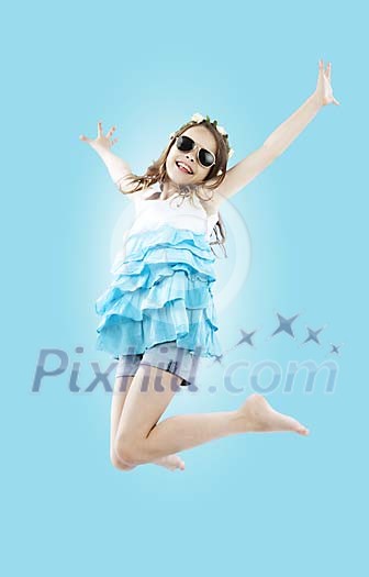Young girl jumping in the air Young girl jumping in the air