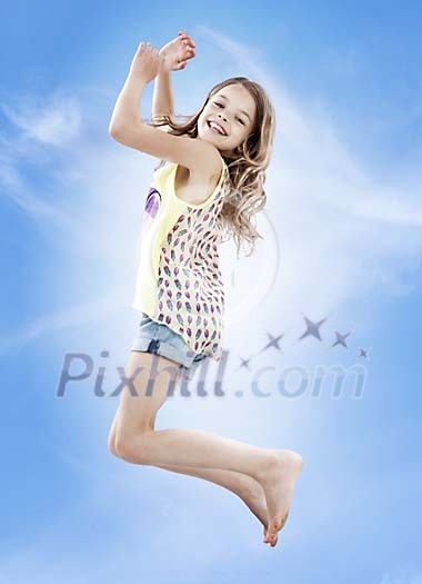 Girl jumping in the air Girl jumping in the air