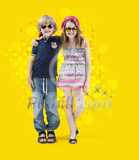 Cool looking boy and a girl standing together Cool looking boy and a girl standing together