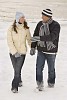 Couple walking outside in winter