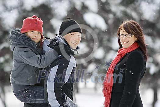 Family enjoying winter