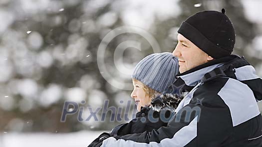 Father and son enjoying winter Father and son enjoying winter