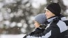 Father and son enjoying winter